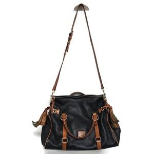 Dooney And Bourke‎ Florentino Black Meadium Satchel Purse Bag Side Tassells